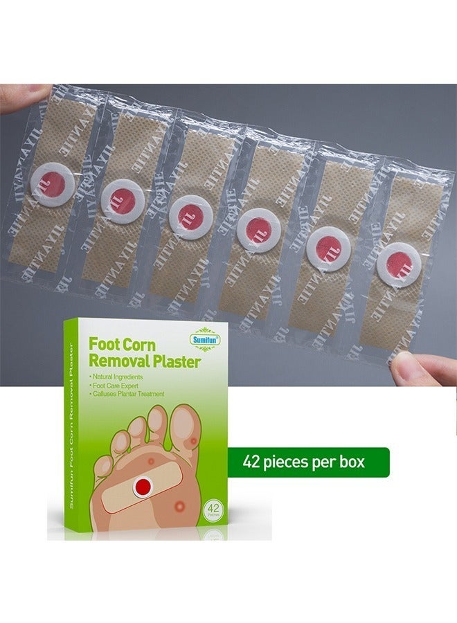 Foot Corn Removal Plaster, Natural Ingredients,Foot Care Expert,Calluses Plantar Treatment,Relief Pain From Calluses, Corns, Blisters, Heel Frictions, 42 Pcs