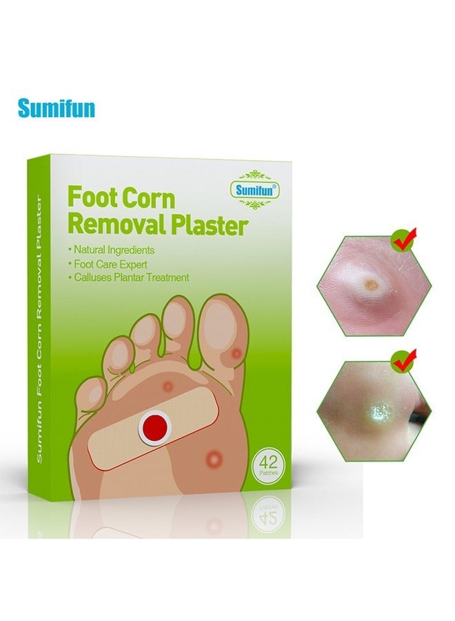 Foot Corn Removal Plaster, Natural Ingredients,Foot Care Expert,Calluses Plantar Treatment,Relief Pain From Calluses, Corns, Blisters, Heel Frictions, 42 Pcs