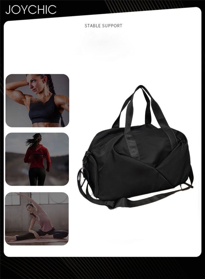 olid Pattern Swim Messenger Shoulder Bag Large Capacity Sport Bag with Dry Wet Separated Pocket for Men Women Outdoor Sport Yoga Travel Fitness Black