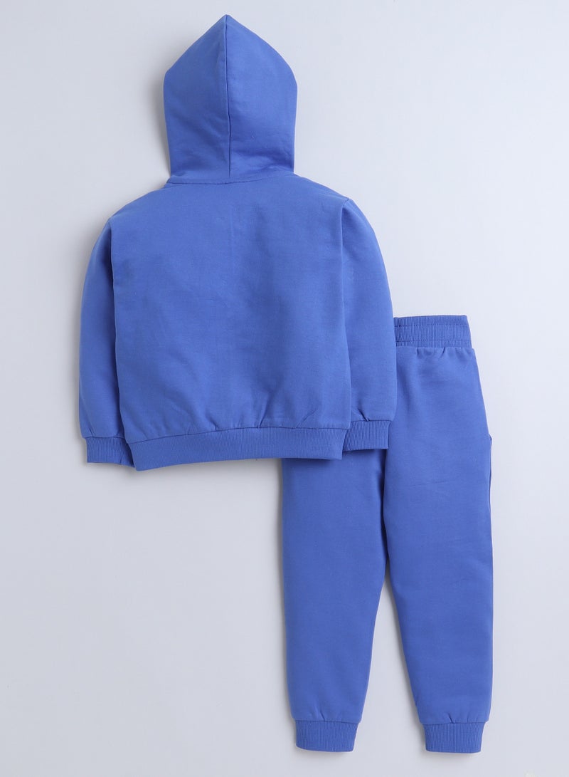 Boys' 3-Piece Set  Tracksuits- Off-White Long tee, Blue fullzipper Hoody Jacket and Blue Jogger sets ,(6mo - 3Yrs )