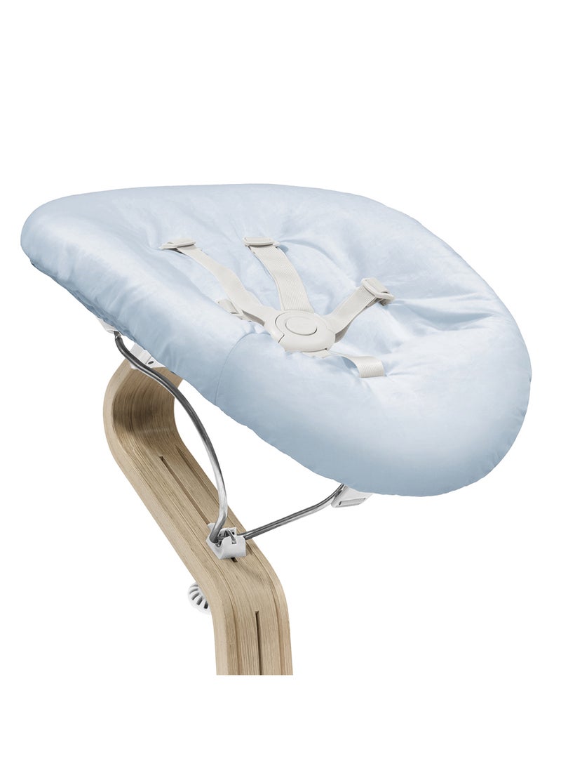Nomi Newborn Set For Baby Chair Includes 5 - Point Safety Harness And Reversibile, Washable Textile Setfits Nomi Baby High Chair - White/ Grey Blue