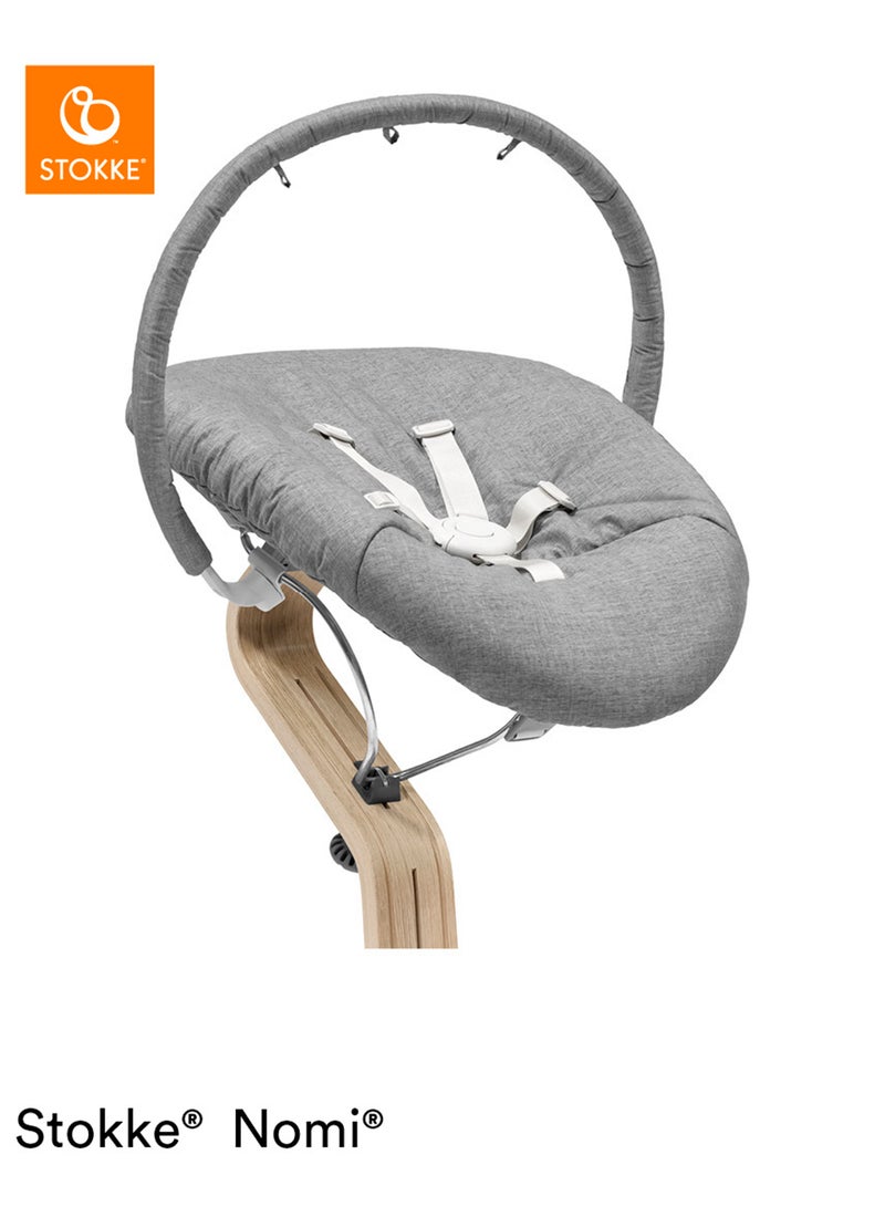 Nomi Newborn Set For Baby Chair Includes 5 - Point Safety Harness And Reversibile, Washable Textile Setfits Nomi Baby High Chair - White/ Grey Blue