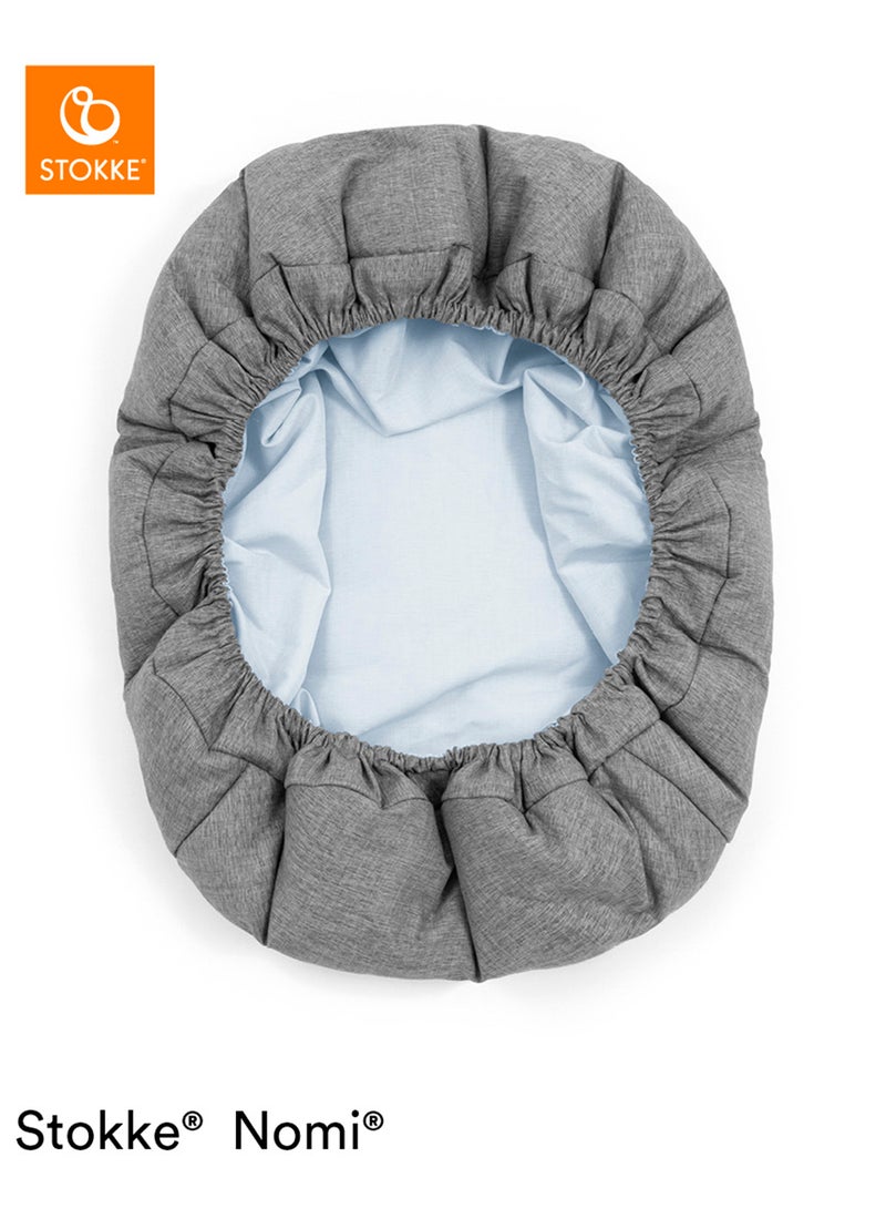 Nomi Newborn Set For Baby Chair Includes 5 - Point Safety Harness And Reversibile, Washable Textile Setfits Nomi Baby High Chair - White/ Grey Blue