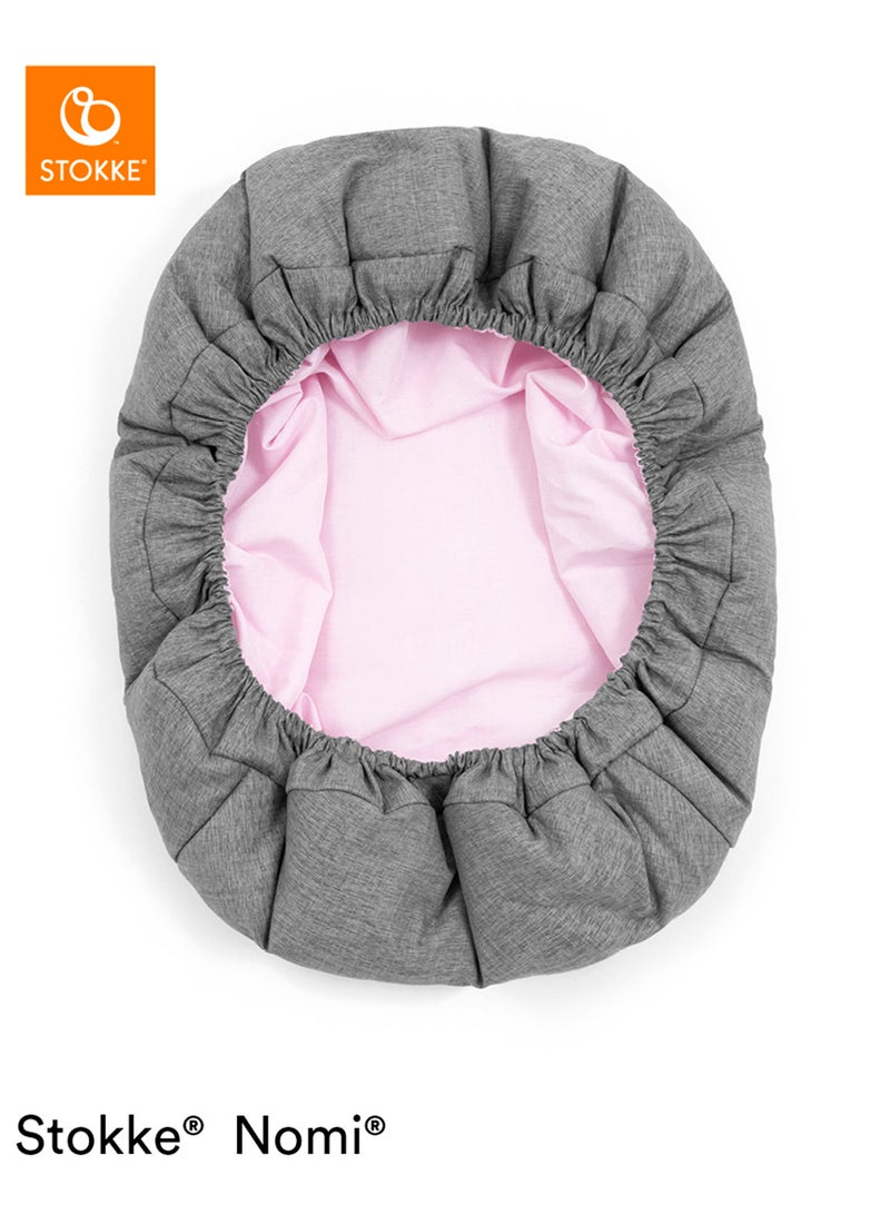 Nomi Newborn Set For Baby Chair Includes 5 - Point Safety Harness And Reversibile, Washable Textile Setfits Nomi Baby High Chair White/ Grey Pink