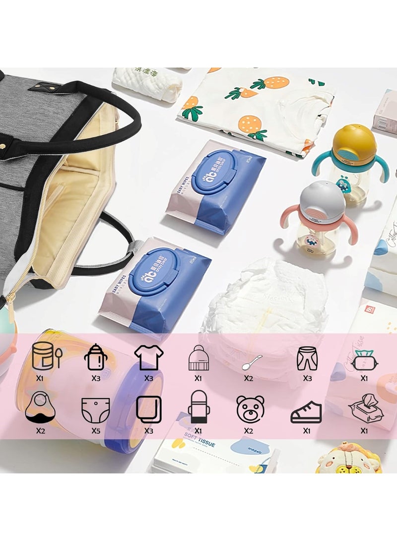 Modern Grey & Black Mums Baby Travel Bag