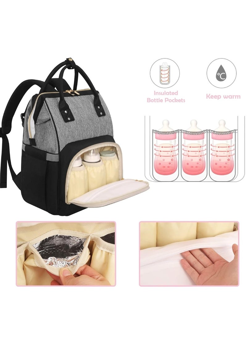 Modern Grey & Black Mums Baby Travel Bag