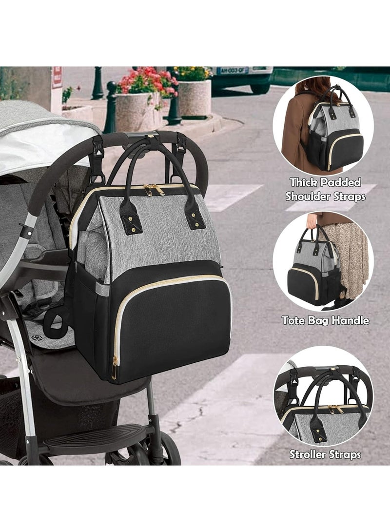 Modern Grey & Black Mums Baby Travel Bag