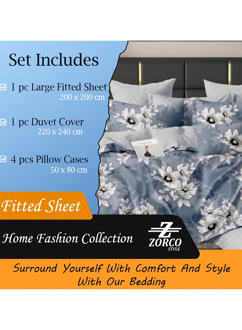 Hotel Duvet Cover Set 6 Pieces Cotton King Size Luxurious Bedding Set, Modern and Attractive Bedding Set with 1xFitted Sheet, 1xDuvet Cover, 4xPillow Cases