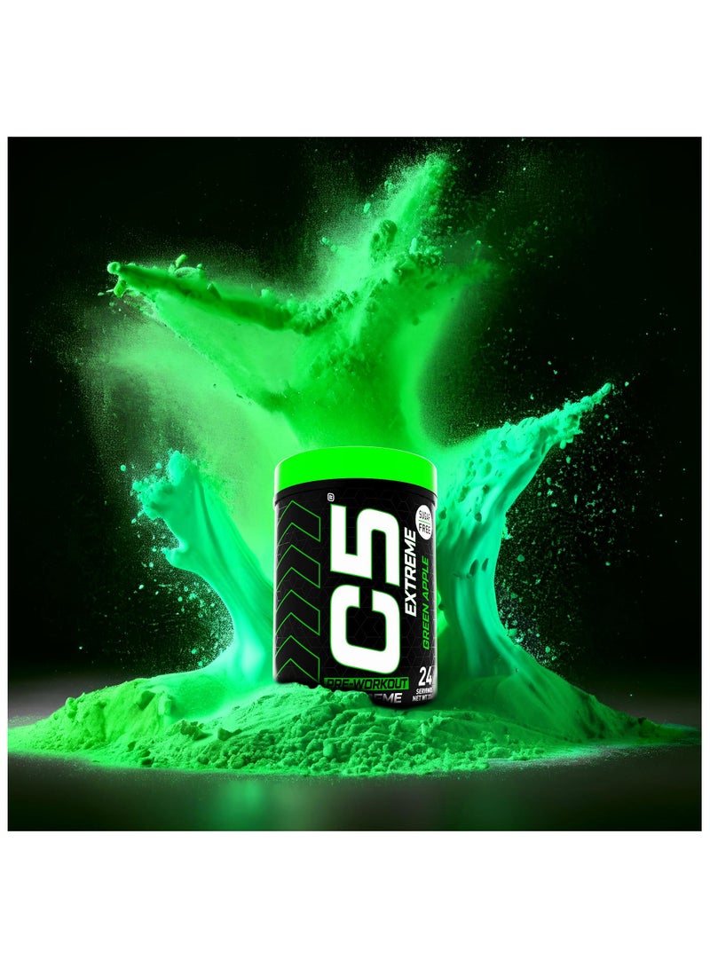 C5 Extreme Pre Workout Powder Green Apple- 24 Servings, 200mg High Caffeine- Sugar Free-Zero Calories-Beta Alanine-Citrulline Malate, High-Performance PreWorkout Booster Supplement