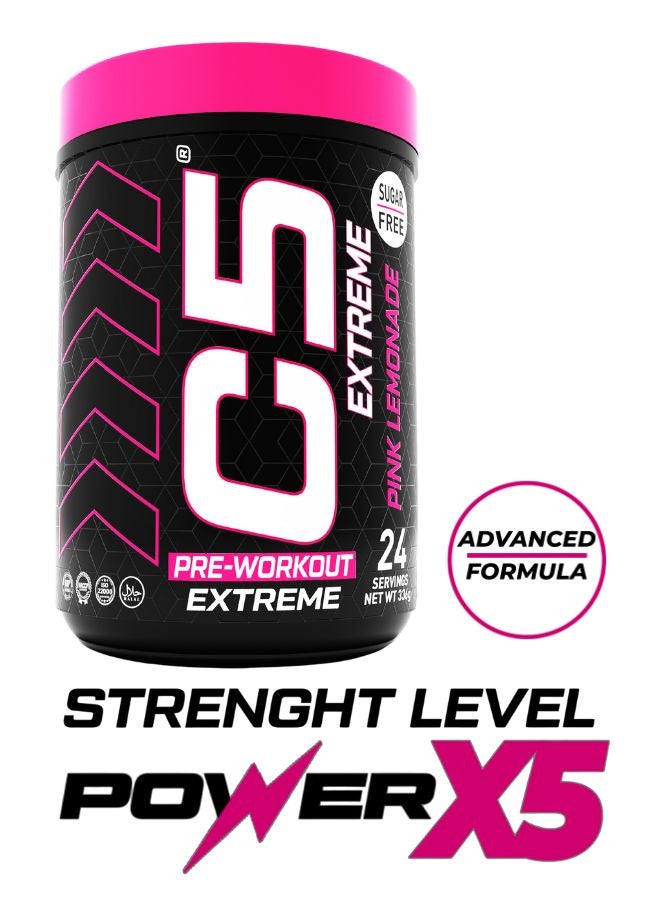 C5 Extreme Pre Workout Powder Pink Lemonade- 24 Servings, 200mg High Caffeine- Sugar Free-Zero Calories-Beta Alanine-Citrulline Malate, High-Performance PreWorkout Booster Supplement