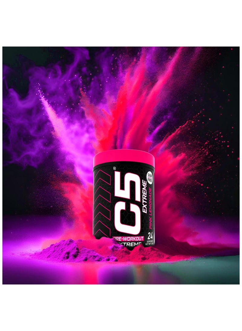 C5 Extreme Pre Workout Powder Pink Lemonade- 24 Servings, 200mg High Caffeine- Sugar Free-Zero Calories-Beta Alanine-Citrulline Malate, High-Performance PreWorkout Booster Supplement