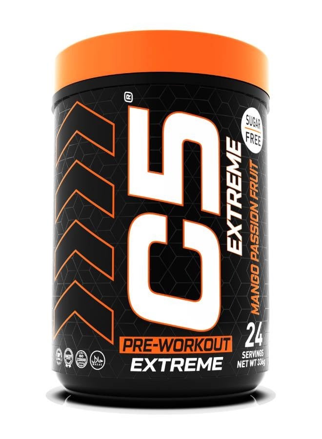 C5 Extreme Pre Workout Powder Passion Fruit Mango - 24 Servings, 200mg High Caffeine- Sugar Free-Zero Calories-Beta Alanine-Citrulline Malate, High-Performance PreWorkout Booster Supplement