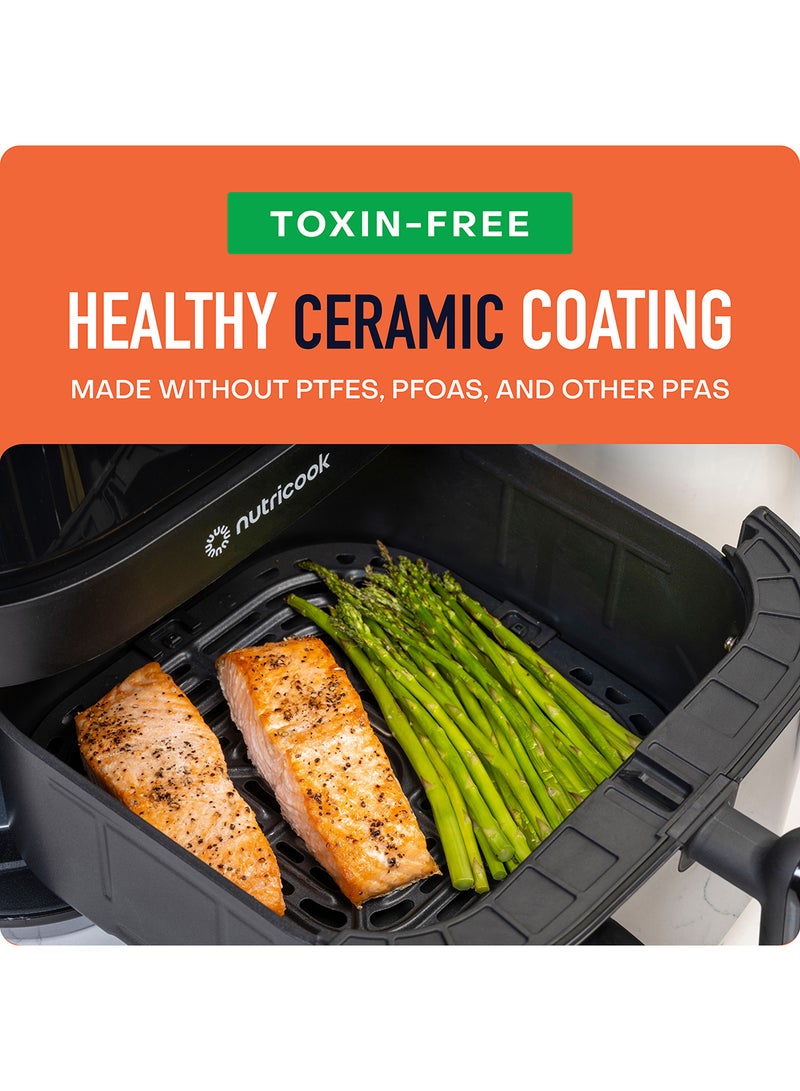 Vision With Clear Window And Internal Light, 5.7L, Toxin Free Ceramic Coating, Air Fry, Roast, Bake, Dehydrate & Reheat, 6 Presets 5.7 L 1700 W Air Fryer 3 Black