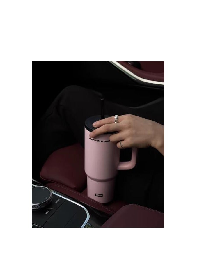 Ceramic Lined Insulated Cup, 710ml Large Capacity Water Cup, Straw Cup, Cold Insulation Car Ice Cream Cup