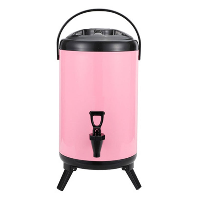 10L Yellow Stainless Steel Insulated Milk Tea Barrel Pink