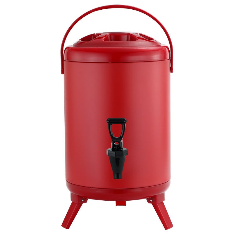 10L Yellow Stainless Steel Insulated Milk Tea Barrel Matte Red