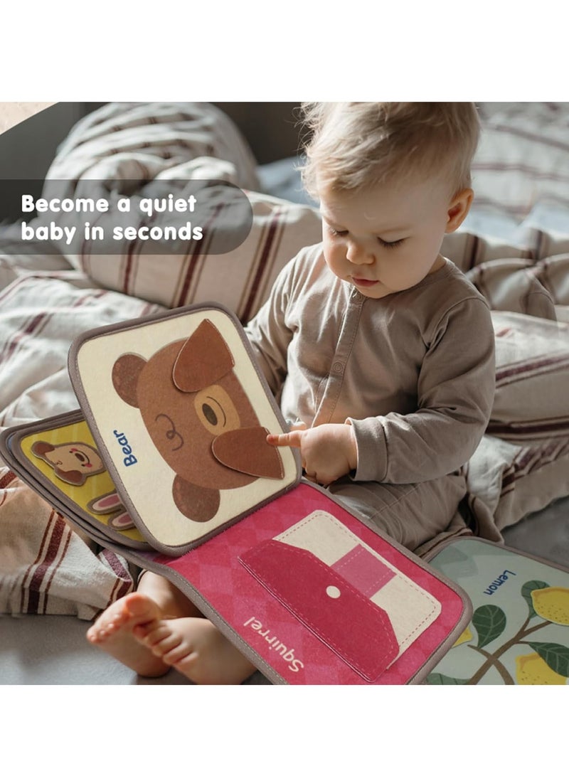 Busy Book for Toddlers, Soft Cloth Books, Baby Books, Quiet Book Montessori Toy, Early Learning Developmental Plush Soft Activity Book, Interactive Books for Toddlers Infants, Sensory Busy Books