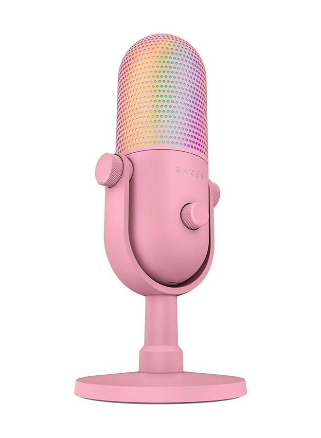 Razer Seiren V3 Chroma RGB USB Microphone: Stream & Game Reactive Lighting - Tap-to-Mute Sensor - Condenser Mic - Digital Gain Limiter & Shock Absorber - PC, Discord, OBS Studio, XSplit - Quartz