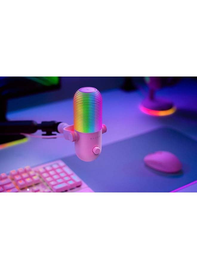 Razer Seiren V3 Chroma RGB USB Microphone: Stream & Game Reactive Lighting - Tap-to-Mute Sensor - Condenser Mic - Digital Gain Limiter & Shock Absorber - PC, Discord, OBS Studio, XSplit - Quartz