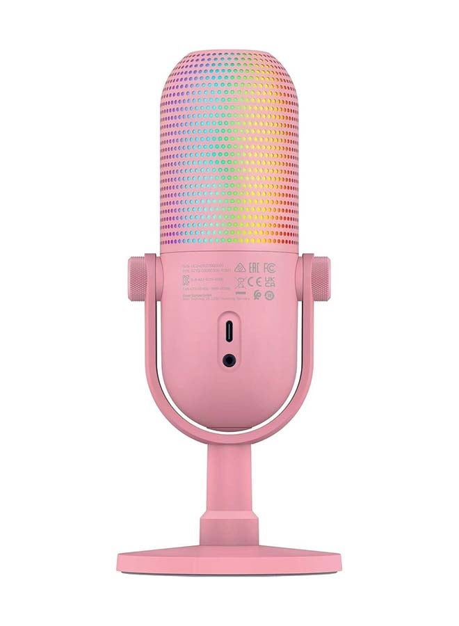 Razer Seiren V3 Chroma RGB USB Microphone: Stream & Game Reactive Lighting - Tap-to-Mute Sensor - Condenser Mic - Digital Gain Limiter & Shock Absorber - PC, Discord, OBS Studio, XSplit - Quartz