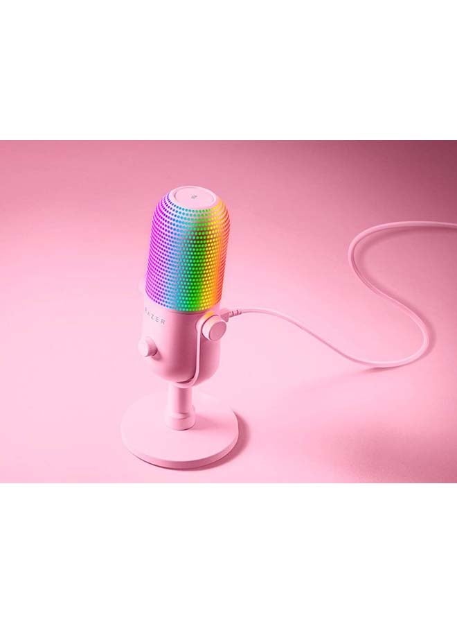 Razer Seiren V3 Chroma RGB USB Microphone: Stream & Game Reactive Lighting - Tap-to-Mute Sensor - Condenser Mic - Digital Gain Limiter & Shock Absorber - PC, Discord, OBS Studio, XSplit - Quartz