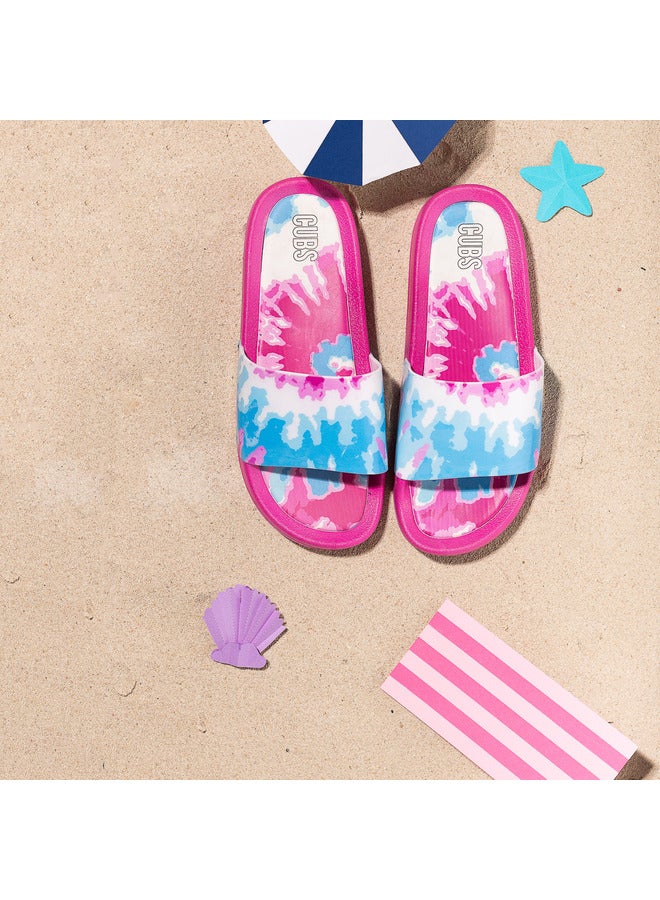 Tie Dyed Everyday Wear Eco-Friendly Pvc Slides For Kids Lightweight Easy To Wash And Anti-Slip Soles