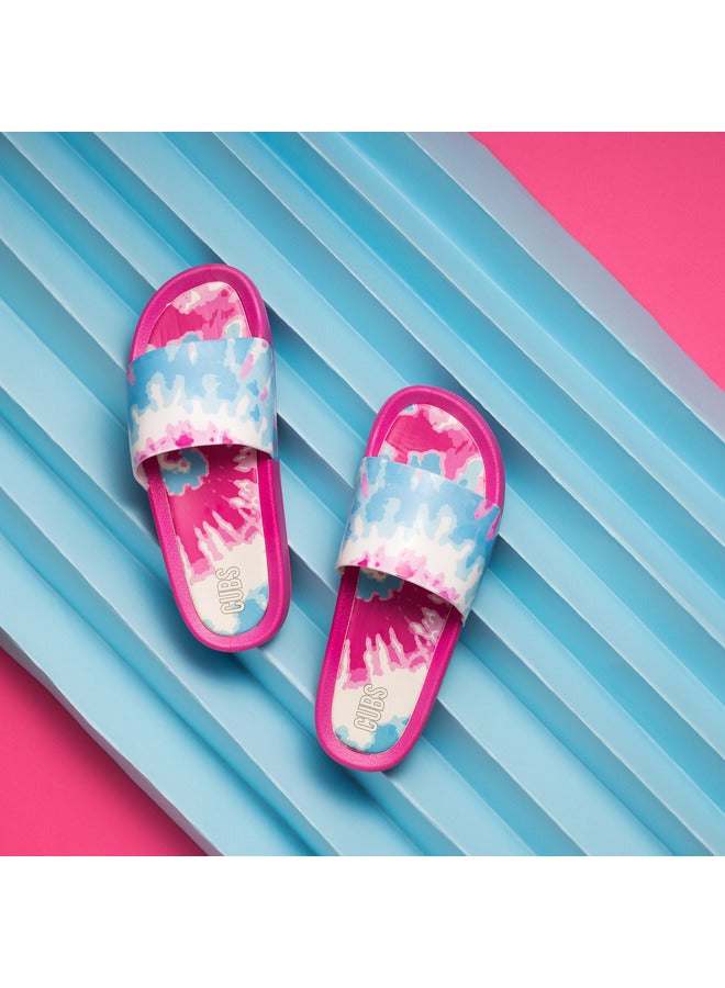 Tie Dyed Everyday Wear Eco-Friendly Pvc Slides For Kids Lightweight Easy To Wash And Anti-Slip Soles