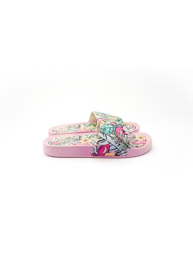 Flamingos Print Everyday Wear Eco-Friendly Pvc Slides For Kids Lightweight Easy To Wash And Anti-Slip Soles