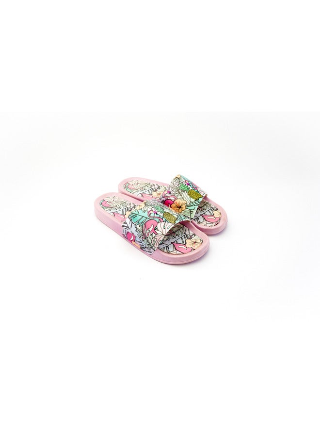 Flamingos Print Everyday Wear Eco-Friendly Pvc Slides For Kids Lightweight Easy To Wash And Anti-Slip Soles