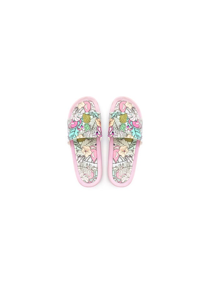 Flamingos Print Everyday Wear Eco-Friendly Pvc Slides For Kids Lightweight Easy To Wash And Anti-Slip Soles