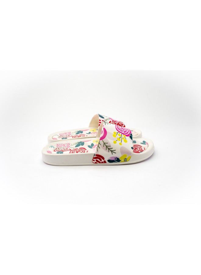 Roses Print Everyday Wear Eco-Friendly Pvc Slides For Girls Lightweight Easy To Wash And Anti-Slip Soles