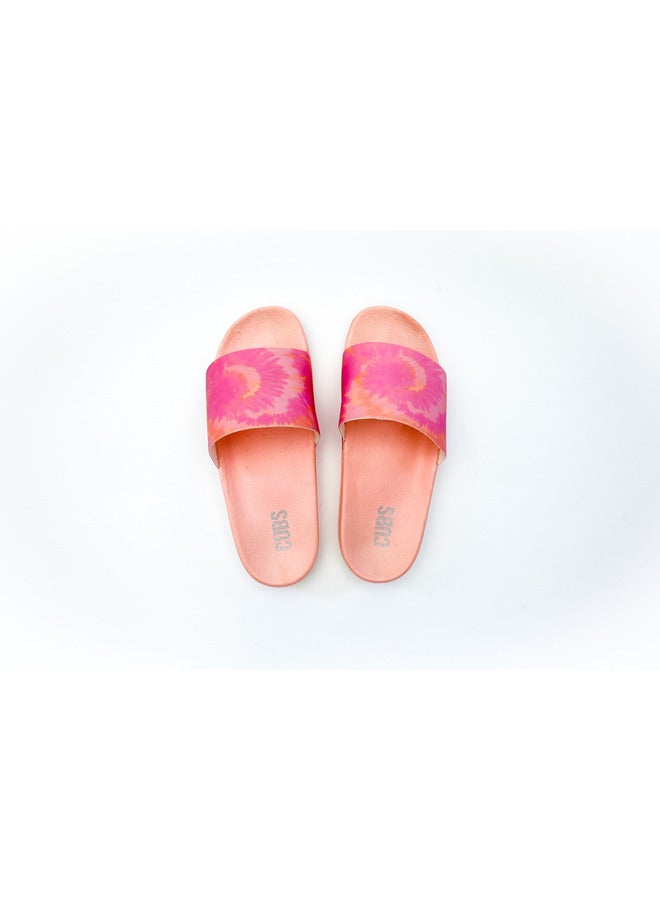 Tie Dyed Everyday Wear Eco-Friendly Pvc Slides For Girls Lightweight Easy To Wash And Anti-Slip Soles