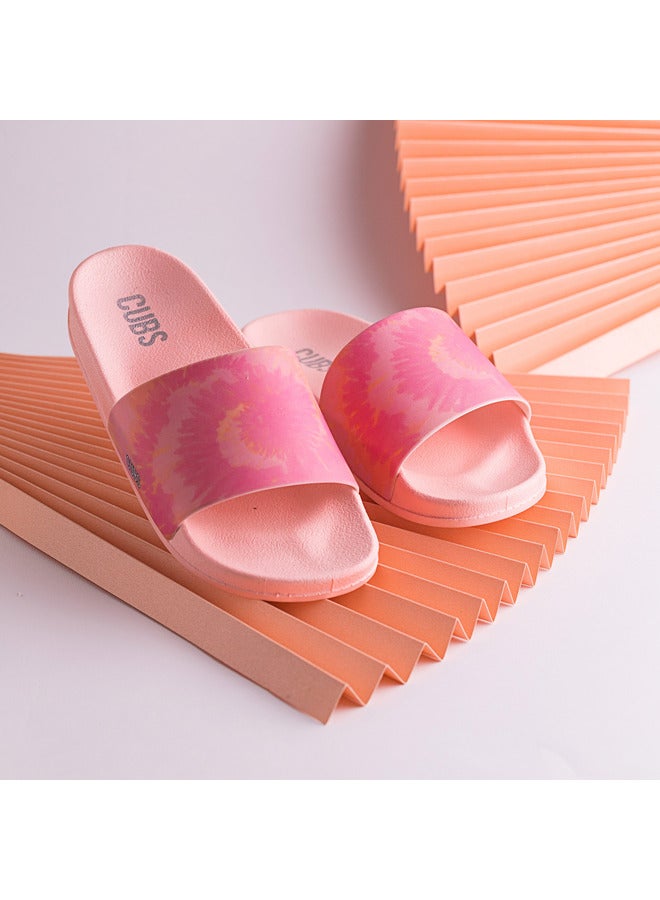 Tie Dyed Everyday Wear Eco-Friendly Pvc Slides For Girls Lightweight Easy To Wash And Anti-Slip Soles