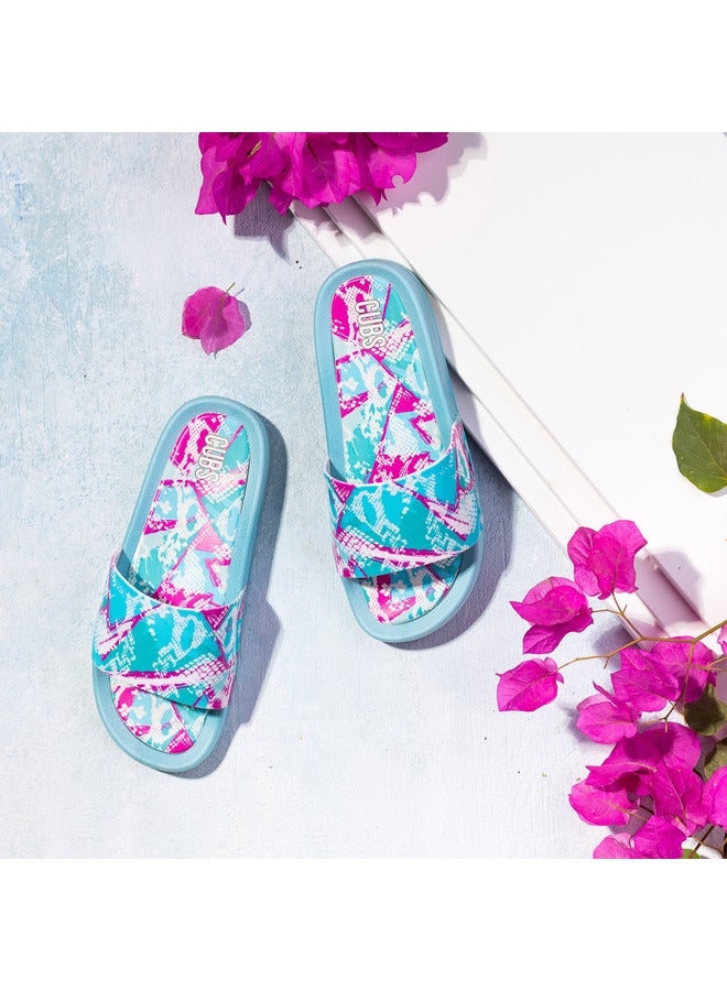 Printed Everyday Wear Eco-Friendly Pvc Slides For Kids Lightweight Easy To Wash And Anti-Slip Soles