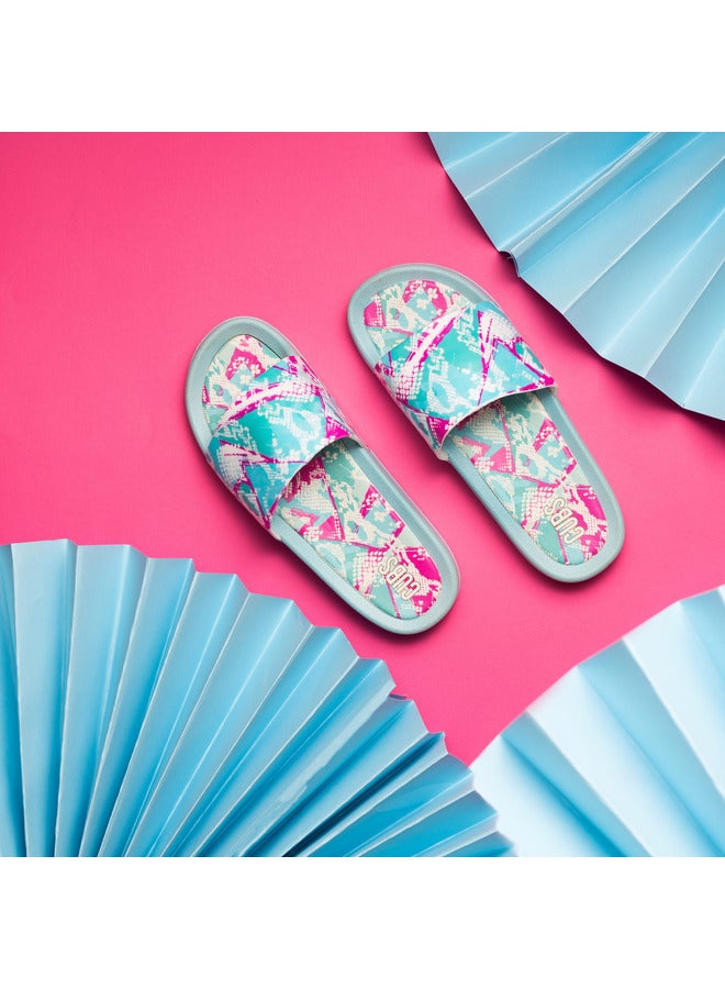 Printed Everyday Wear Eco-Friendly Pvc Slides For Kids Lightweight Easy To Wash And Anti-Slip Soles