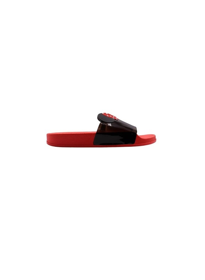 Mini Mouse Red Ribbon Print Everyday Wear Eco-Friendly Pvc Slides For Girls Lightweight Easy To Wash And Anti-Slip Soles