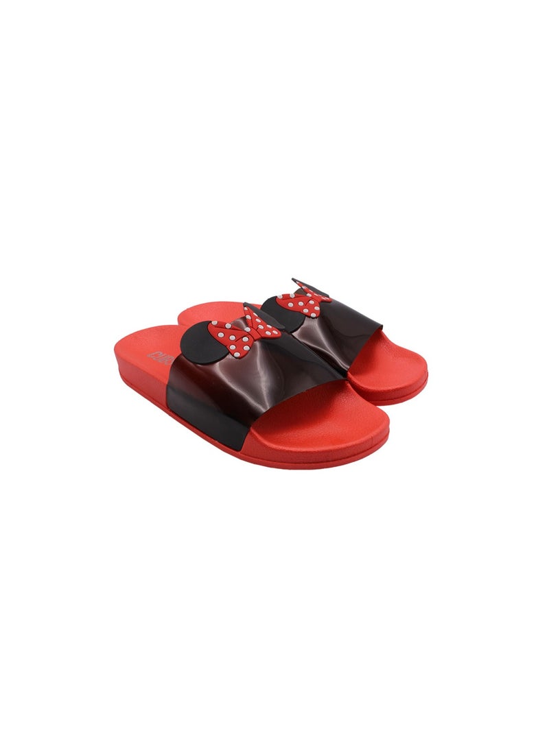 Mini Mouse Red Ribbon Print Everyday Wear Eco-Friendly Pvc Slides For Girls Lightweight Easy To Wash And Anti-Slip Soles