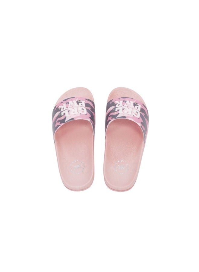 Girl Power Print Everyday Wear Eco-Friendly Pvc Slides For Girls Lightweight Easy To Wash And Anti-Slip Soles