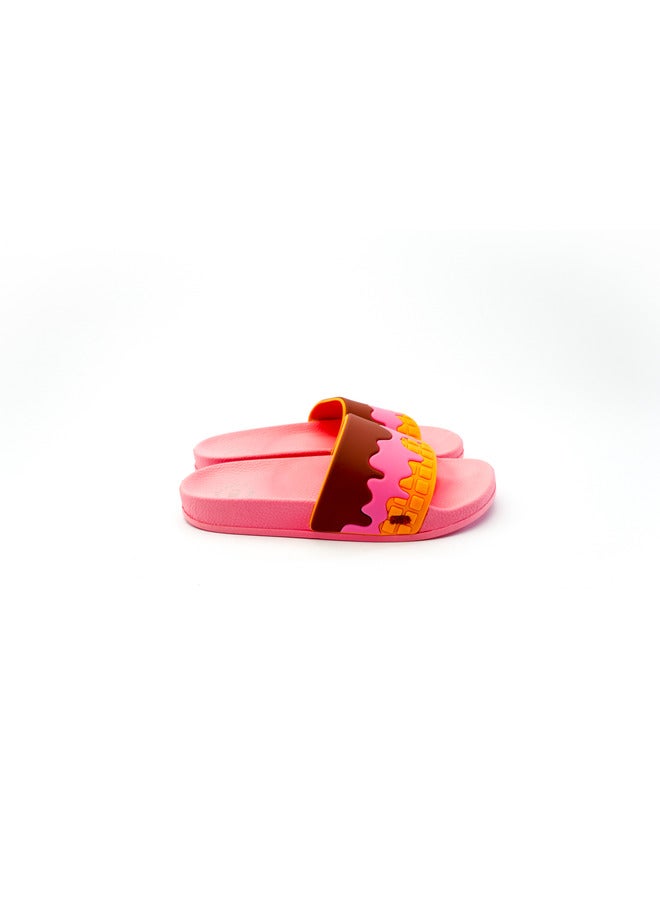 Chocolate Waffle Print Everyday Wear Eco-Friendly Pvc Slides For Kids Lightweight Easy To Wash And Anti-Slip Soles