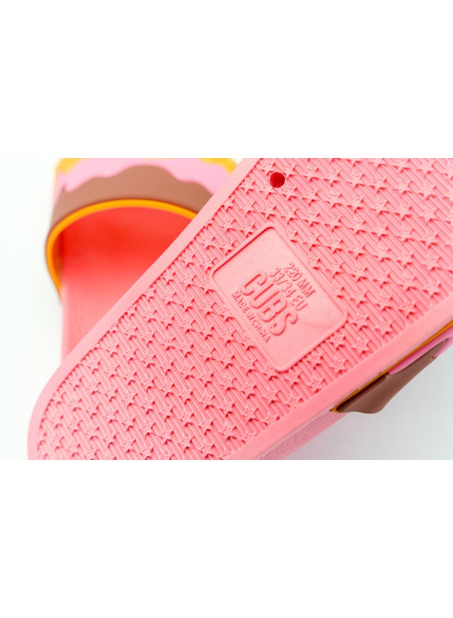 Chocolate Waffle Print Everyday Wear Eco-Friendly Pvc Slides For Kids Lightweight Easy To Wash And Anti-Slip Soles