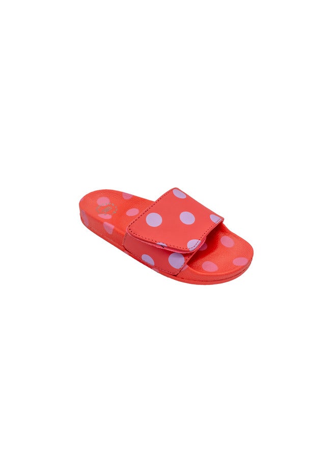 Polka Dot Print Everyday Wear Eco-Friendly Pvc Slides For Kids Lightweight Easy To Wash And Anti-Slip Soles