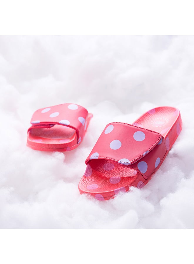 Polka Dot Print Everyday Wear Eco-Friendly Pvc Slides For Kids Lightweight Easy To Wash And Anti-Slip Soles