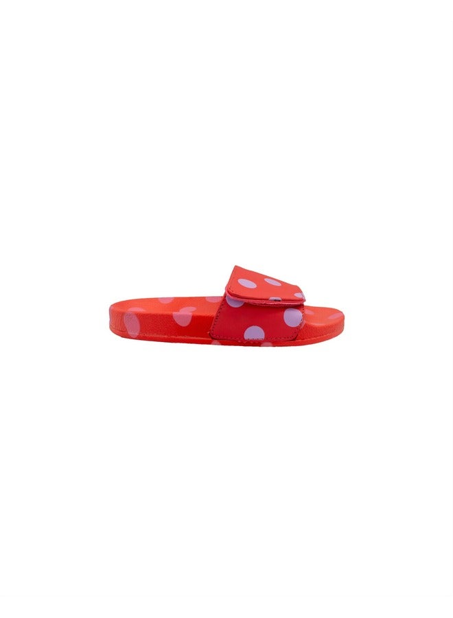 Polka Dot Print Everyday Wear Eco-Friendly Pvc Slides For Kids Lightweight Easy To Wash And Anti-Slip Soles