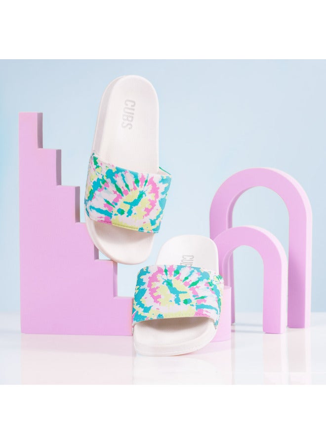 Tie Dyed Everyday Wear Eco-Friendly Pvc Slides For Kids Lightweight Easy To Wash And Anti-Slip Soles