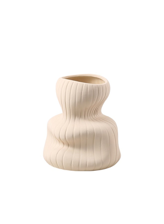 Curved Bottle Vase Beige