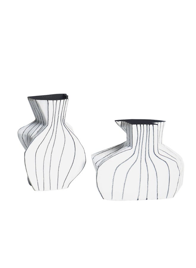 Black Striped White Vase B (Small)