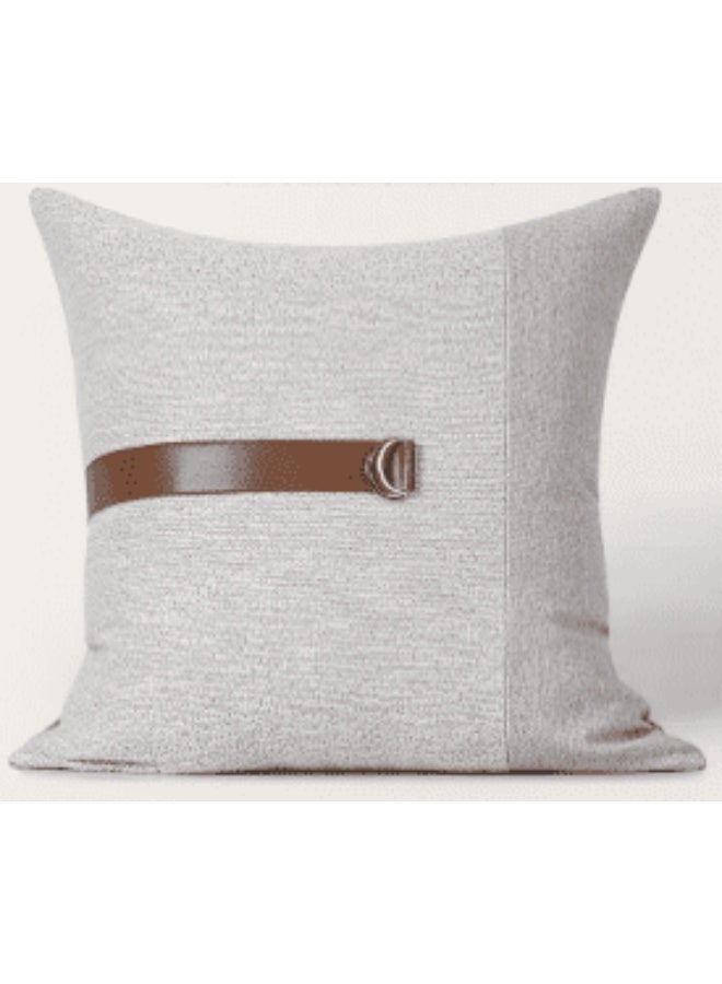 Centered Leather Accent Cushion Square