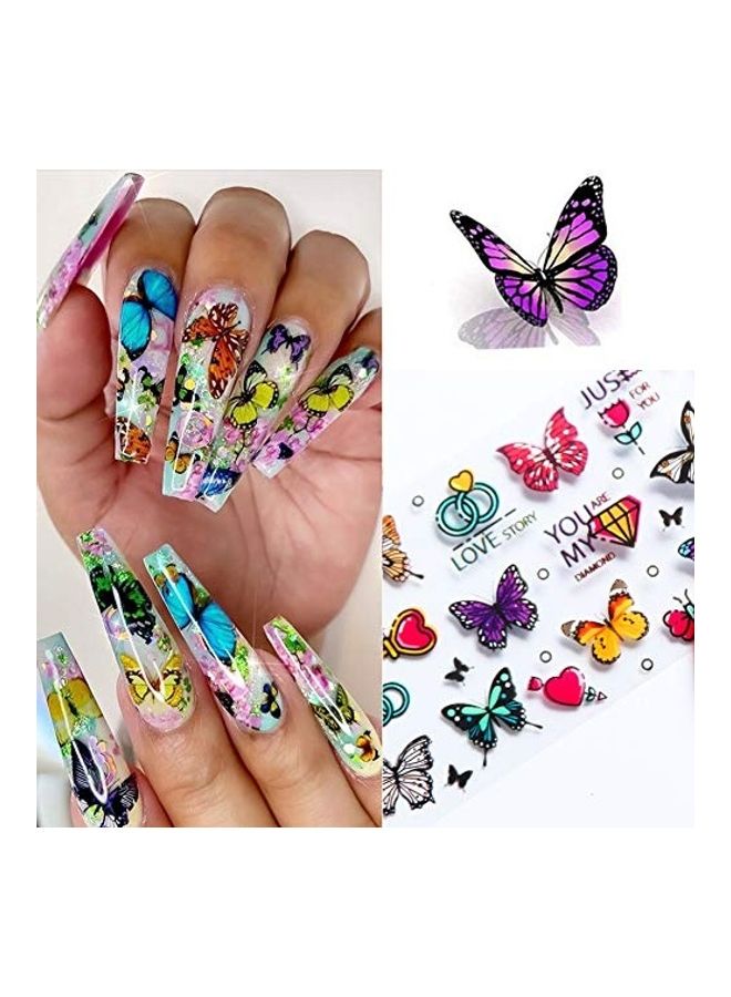 10 Sheet Butterfly Nail Foil Transfer Stickers Multicolour