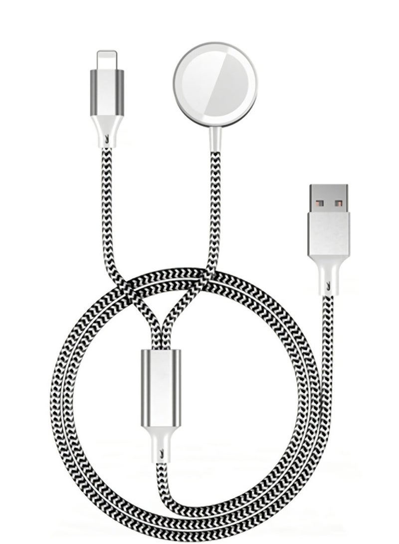 Watch Charger Magnetic Charging Cord, 2 in 1 Portable Wireless Charger Cable Compatible with Watch Series 7 SE 6 5 4 3 2 Work for iPhone 13/12 Pro Max / 11 / XR/XS/X / 8 Plus