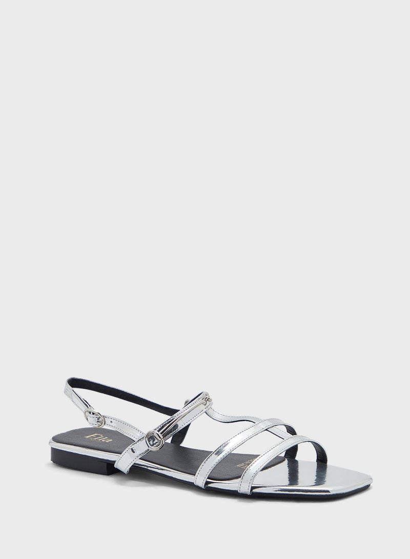 Metal Trim Detail Backstrap Sandal